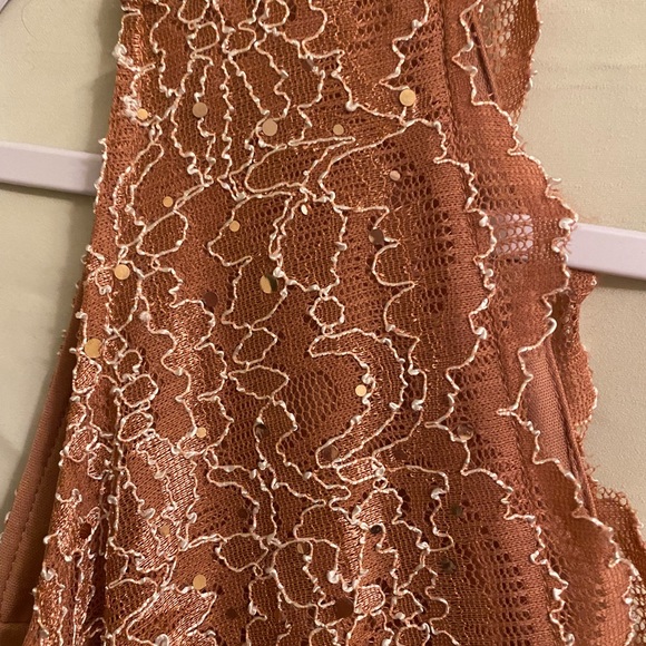 NWOT Plus Size Dark Salmon Lace Long Evening Wear Dress - Picture 10 of 11